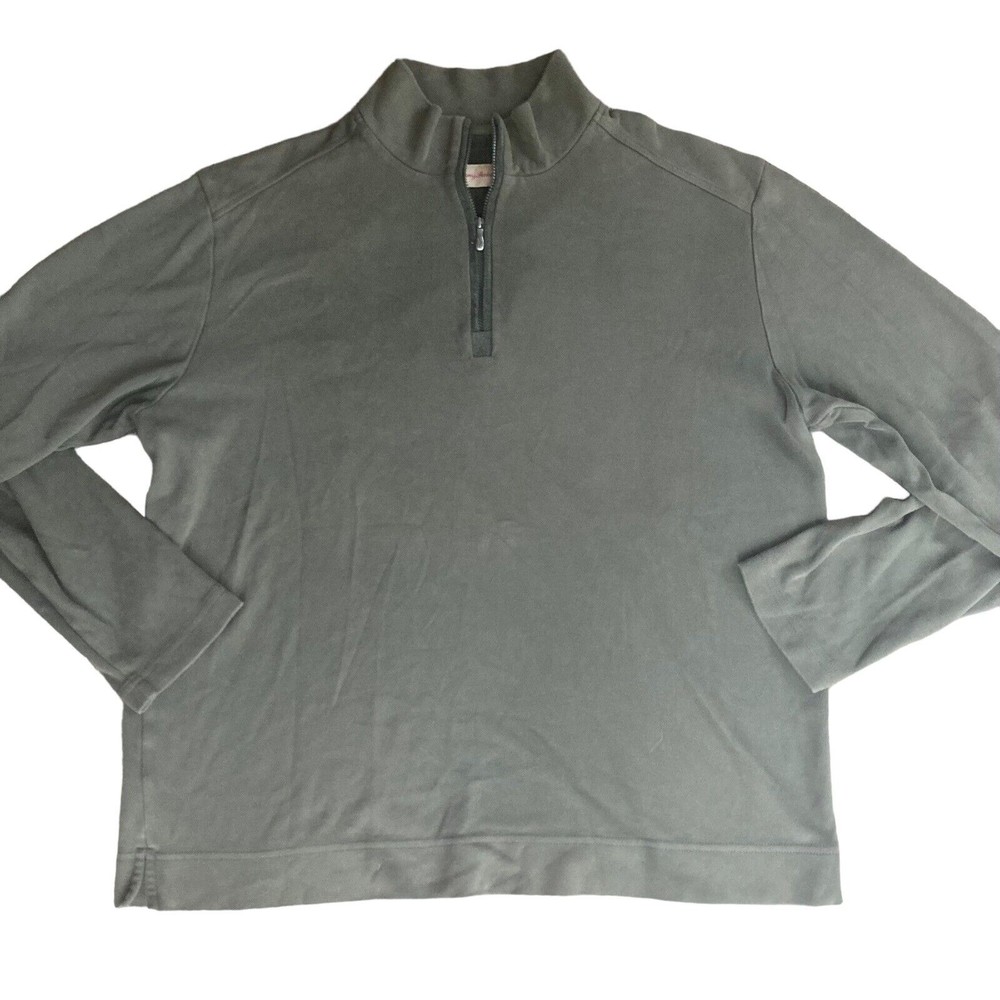 Tommy Bahama Men's Large 100% Pima Cotton Long Sleeve Quarter-Zip Sweater Green